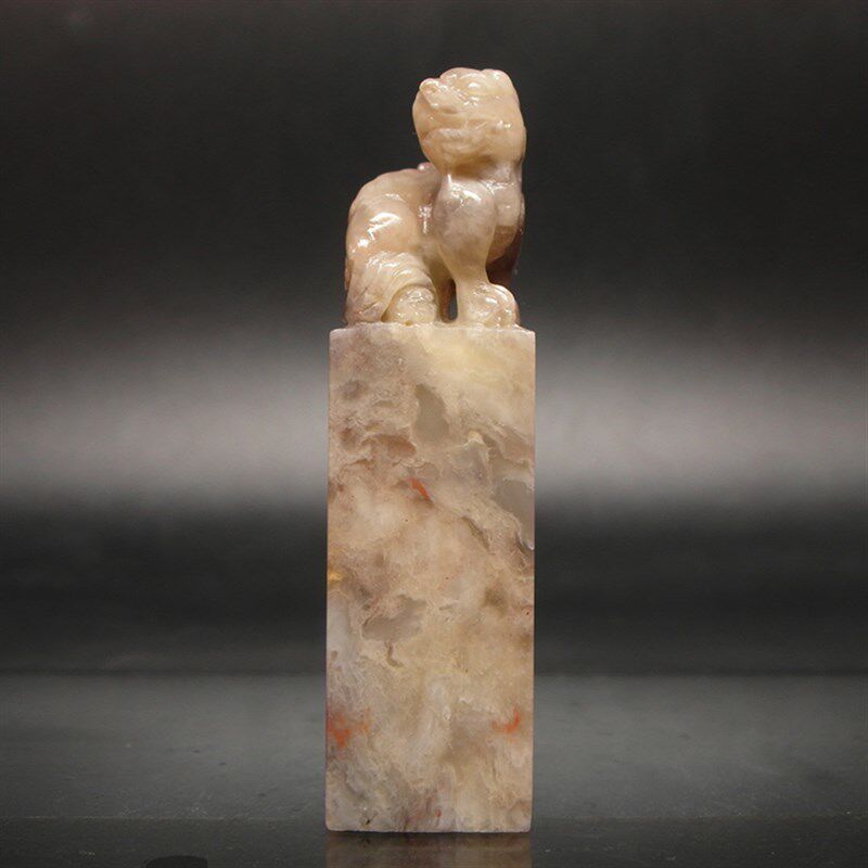 巴林石虾青冻石瑞兽雕钮印章篆刻石料19*19*75mm