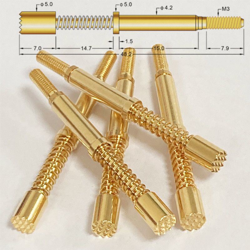 15A大电流L针探针420*4820H梅花头优质金色测试针外弹簧顶针