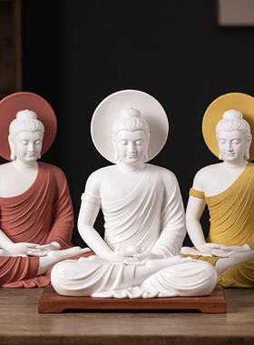 中陶式桌瓷禅意释迦摩尼如来佛lp25852紫砂摆件创意家居办公室茶