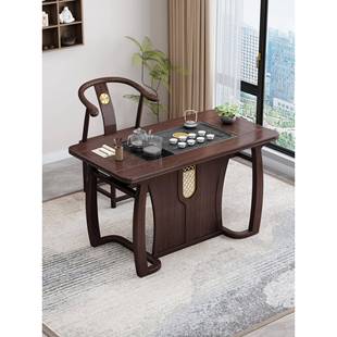 新中式阳台茶桌实木家用泡茶桌组合办公室茶台茶几带烧水一体茶桌