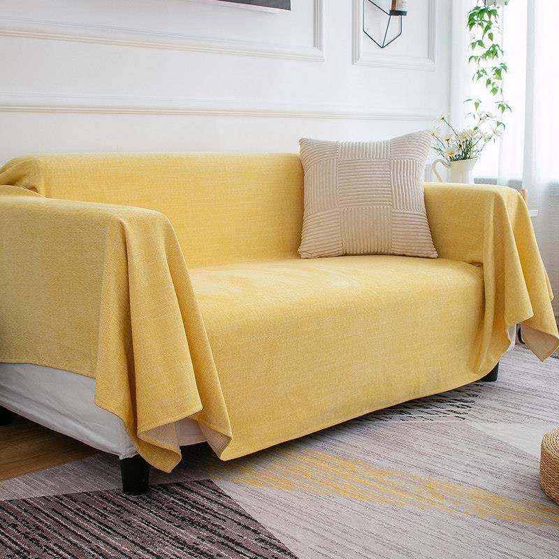 棉麻布艺加厚纯色雪尼尔沙发巾素色简约现代沙发垫全盖四季通用