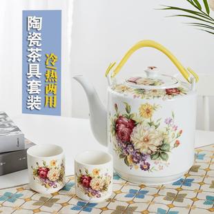 陶瓷冷水壶大容量茶壶 水杯 耐高温凉水壶家用夏凉开水壶 花茶壶装