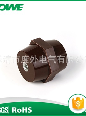 六角红色绝缘子SEP60*60 M12 树脂绝缘子 低压红色绝缘柱