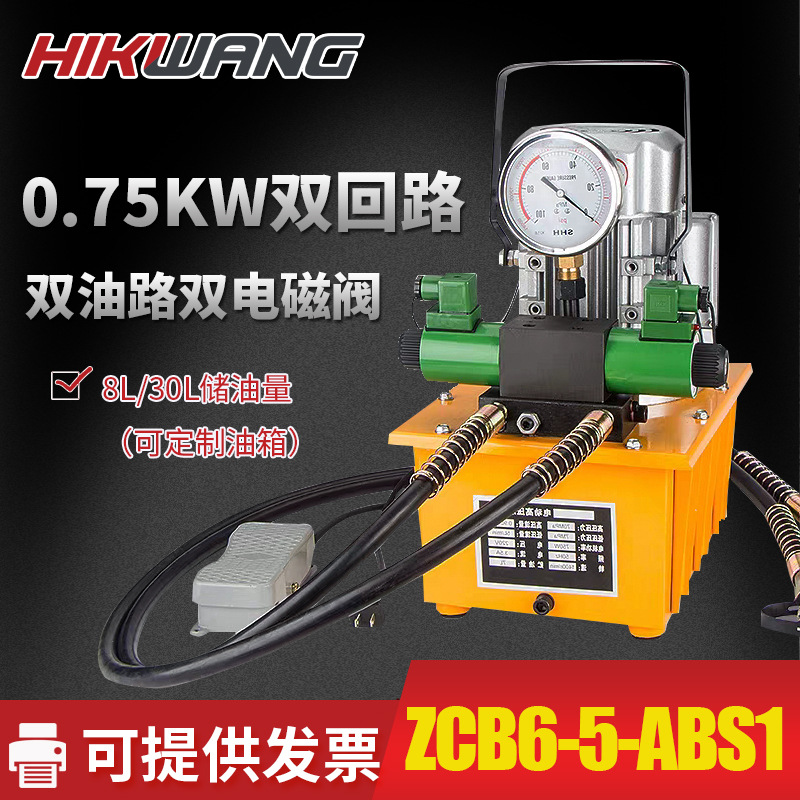 ZCB6-5-ABS1 电动液压油泵0.75k双油路液压泵站 电磁阀油泵