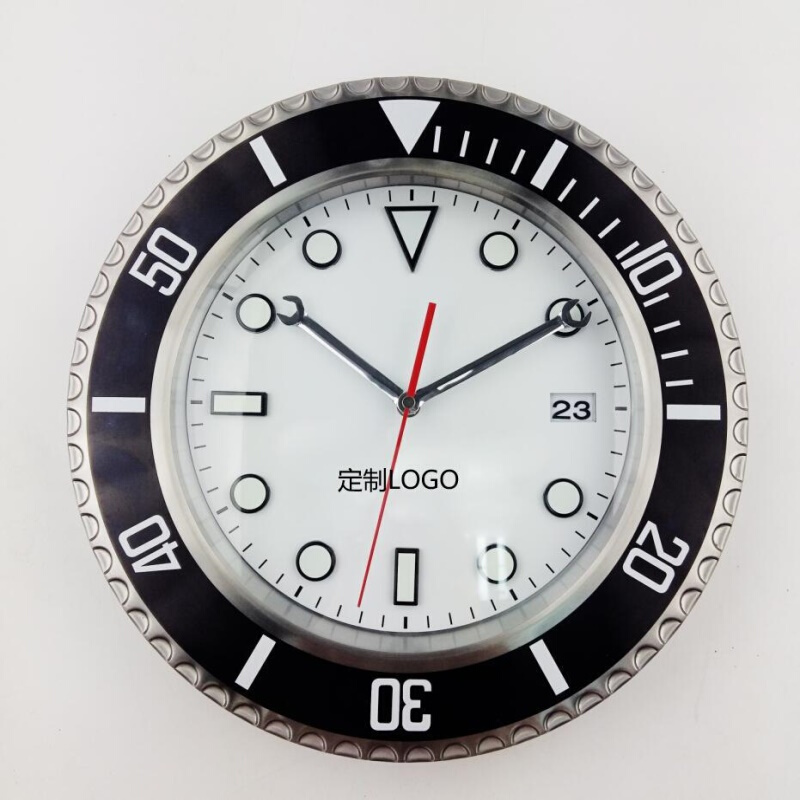 14寸金属钟轻奢不锈钢挂钟客厅卧室高档时钟静音机芯电子挂钟