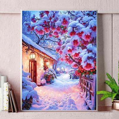 高级感风景钻石画2025年新款唯美雪景5d点贴钻十字绣客厅卧室满钻