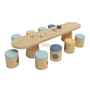 精选现代架空层娱乐区儿童桌椅组合样品屋展示中心部游乐园创意手