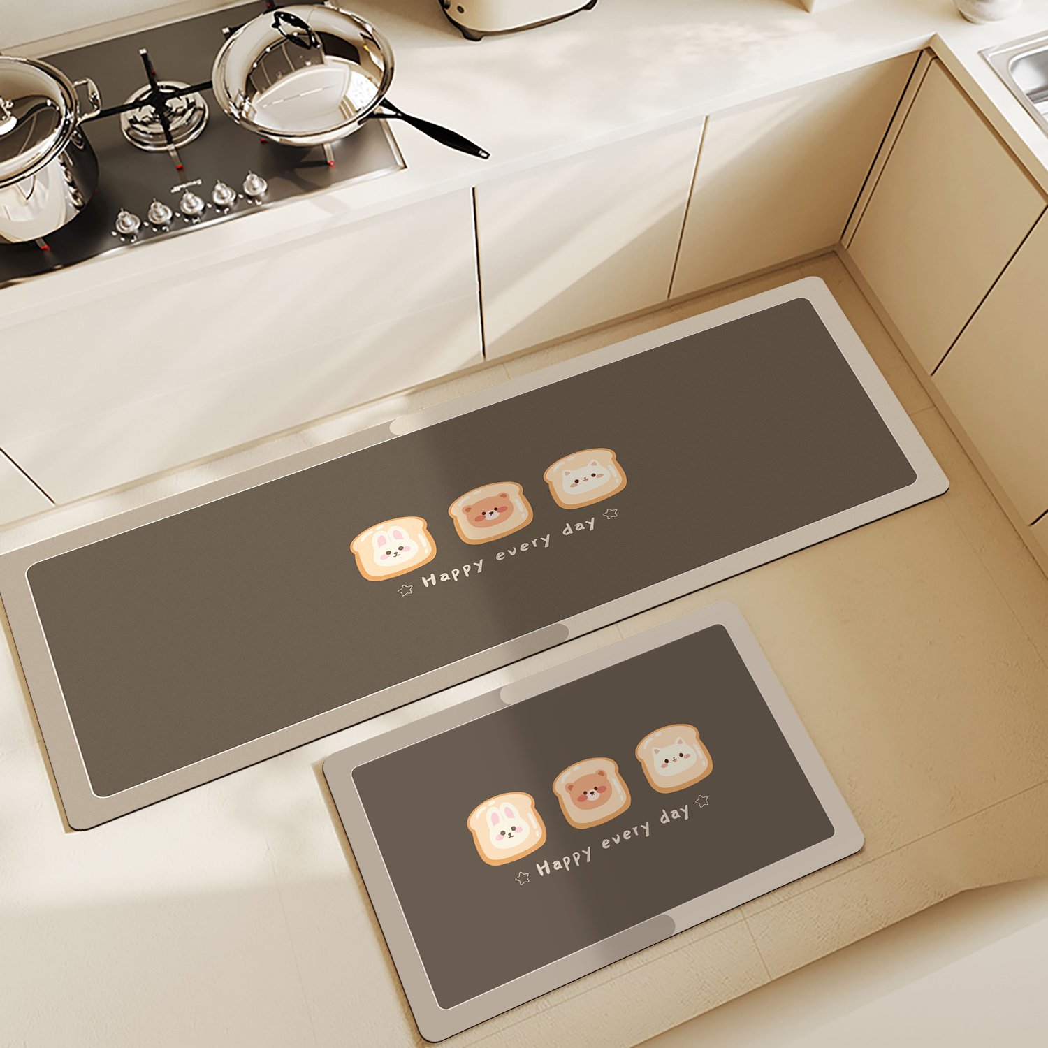 厨房地垫防油防水家用防滑脚垫卡通硅藻泥吸水地垫长条地毯