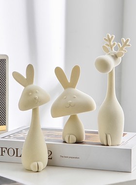 现代简约创意抽象兔子摆件艺术轻奢高级感玄关客厅电视柜桌面装饰