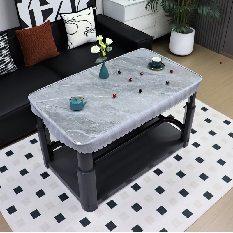 新款圆角桌布透明磨砂长方形烤火桌罩防水防油耐高温取暖桌茶几套