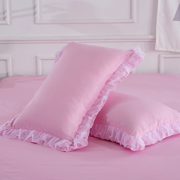 韩版公主蕾丝花边枕套一对纯色荷叶边枕头保护套双人特价