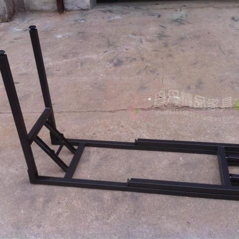 折叠脚会议桌培训桌长条桌支架 弹簧铁架阅览桌餐桌折叠架子