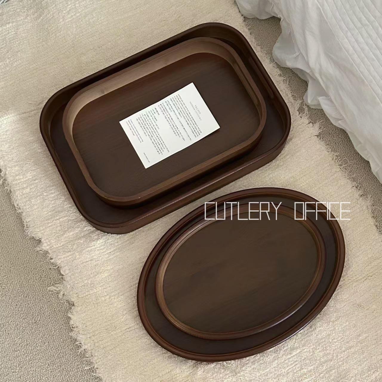 Cutlery | 强推 超实用竹制托盘日式收纳盘带把手托盘椭圆托盘