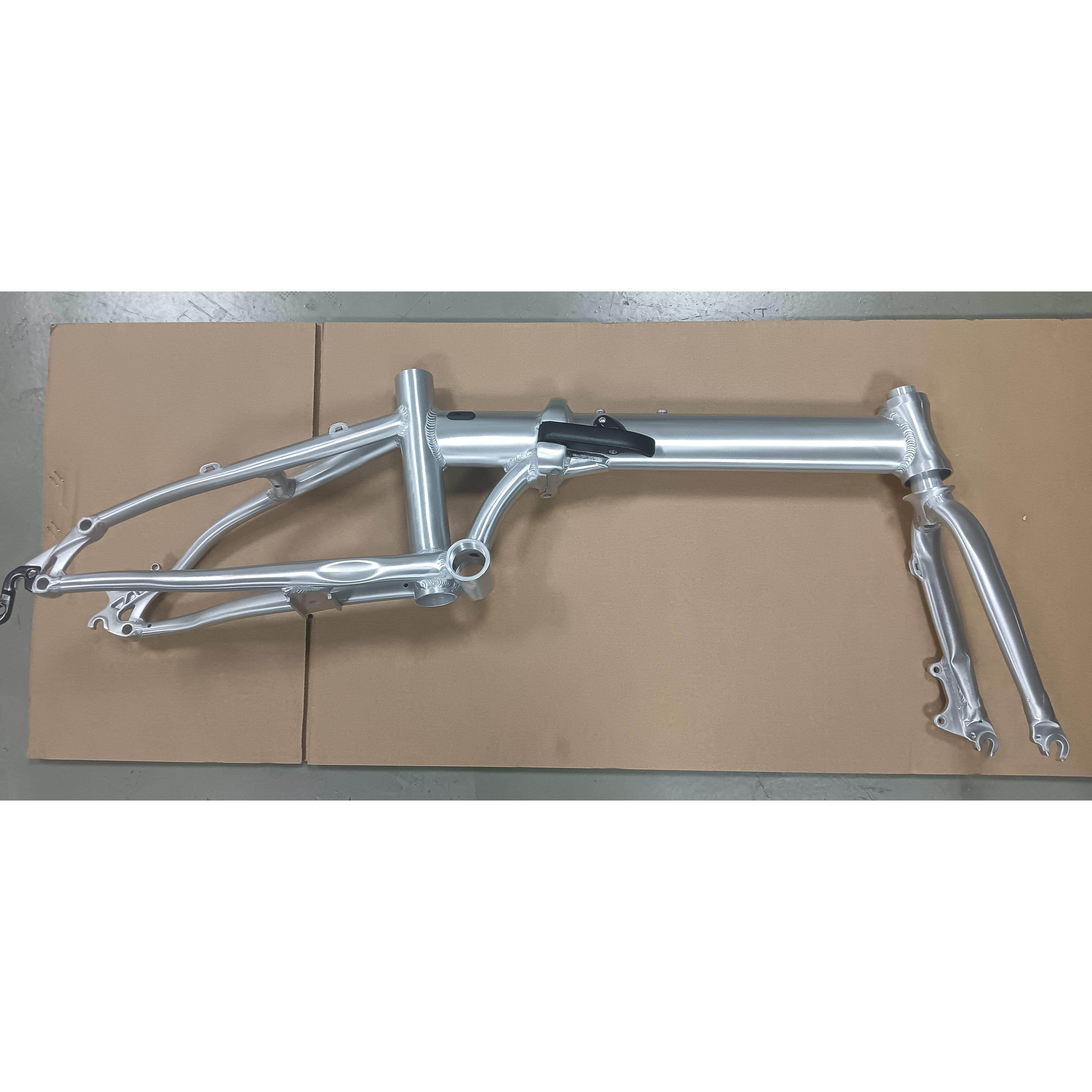 16寸拉丝铝合金折叠车架前叉/碟刹版/新版车架适合装349轮组