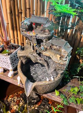 古法养鱼流水罐大号循环水过滤庭院装饰摆件水景假山喷泉景观鱼池