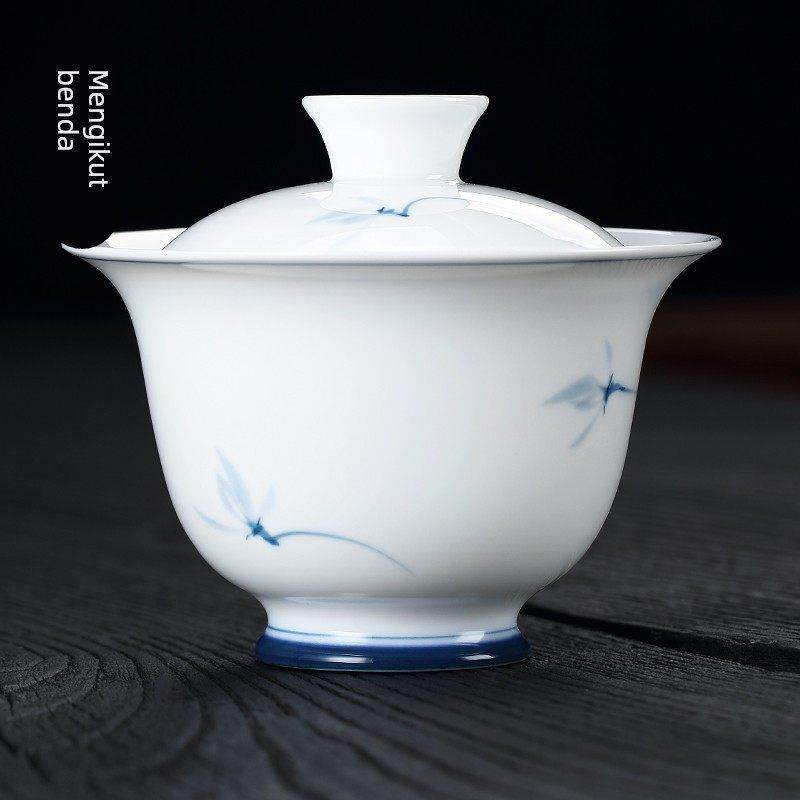 不烫手青花瓷双才盖碗白瓷男单个茶杯大号泡茶碗陶瓷茶具带盖高档,餐饮具,盖碗,淘宝优惠券,粉丝福利购,淘宝优惠卷