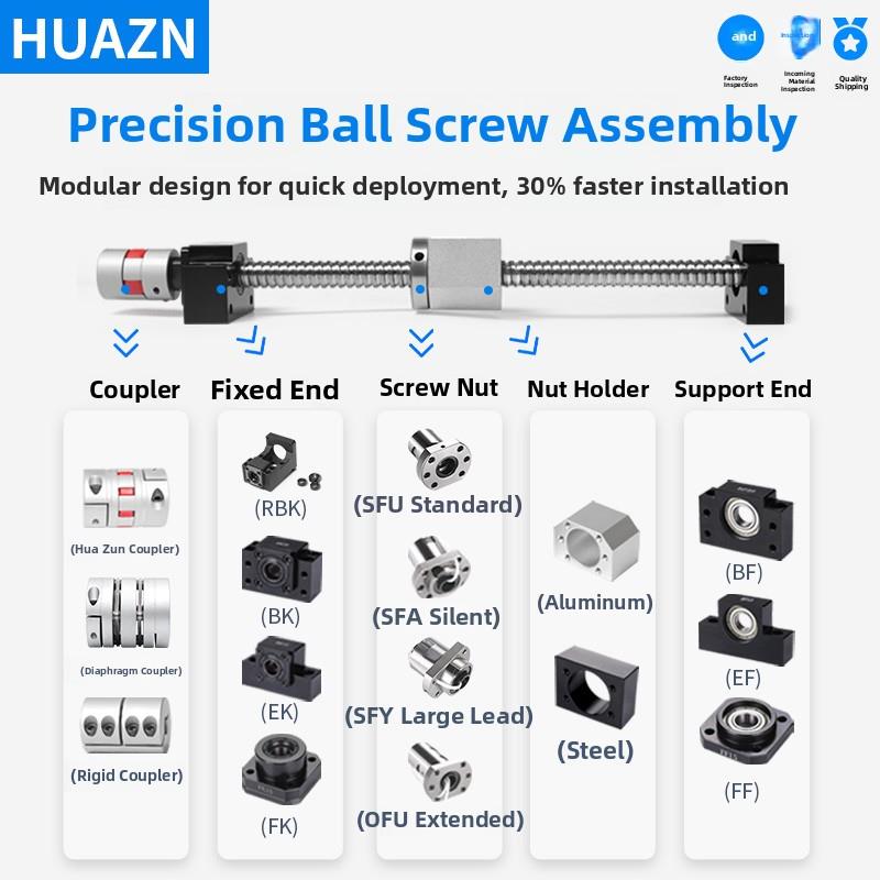 精密滚珠丝杆套装 丝杆副SFU1605研磨丝杠SFS1610 3205 2505 2005