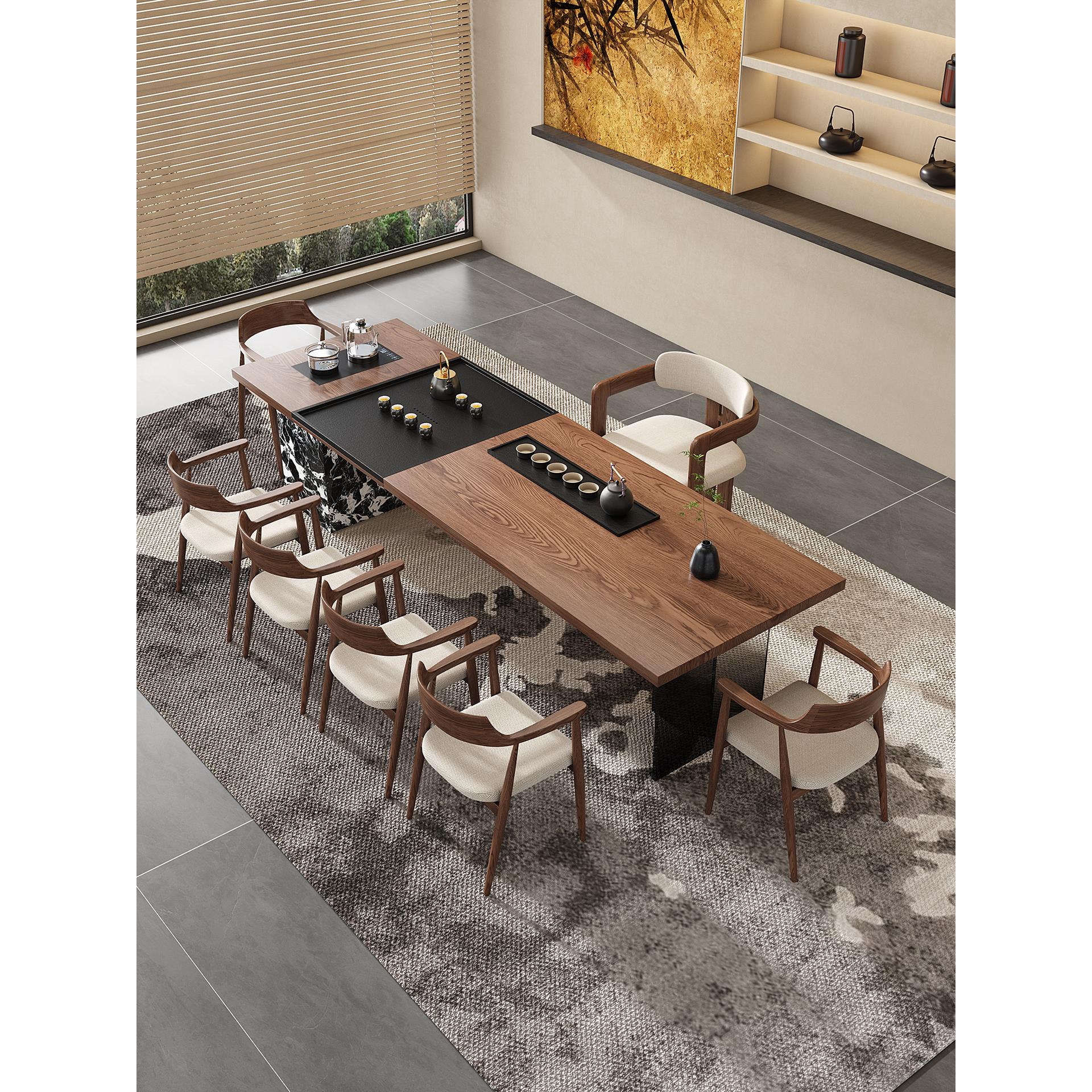 老板办公室大型实木大板茶桌椅组合岛台现代简约接待泡茶台高级感