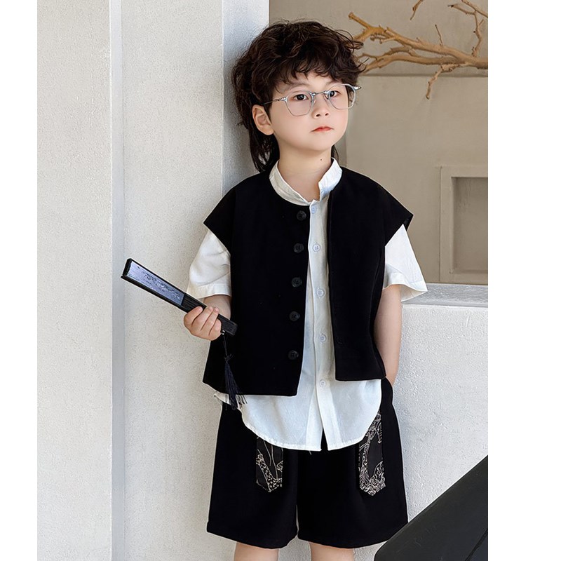 男童礼服夏季儿童小西装套装痞帅风幼儿J园主持人背带裤毕业演出