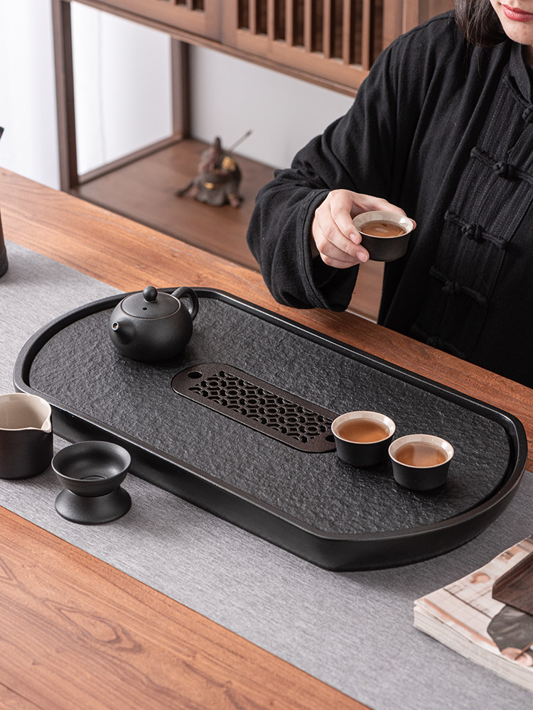 黑金石茶盘家用现代简约陶瓷储水排水两用茶几干泡盘大小茶海