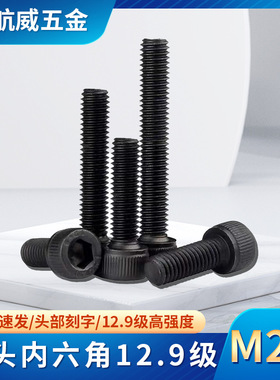M2.5杯头内六角12.9级高强度螺栓SCM435DIN912杯头螺丝全螺纹