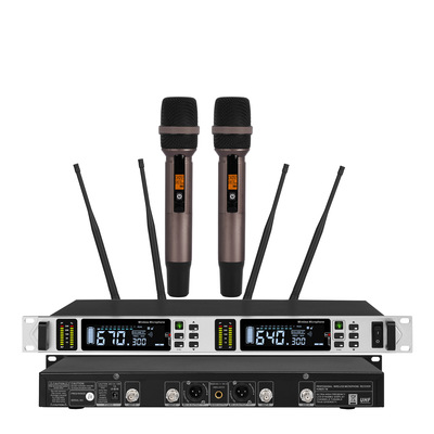真分集 舞台级 300米接收 无线一拖二麦克风 话筒 Microphone