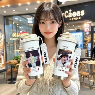 高颜值女生大容量学生咖啡杯316不锈钢水杯子 周深周边保温杯同款