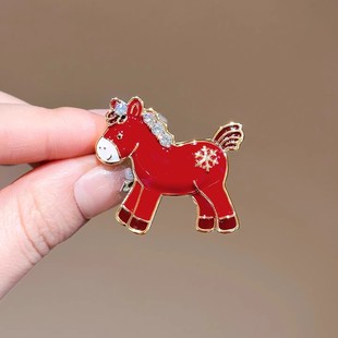 红色生肖马年胸针可爱小马驹新年别针春节徽章装饰胸花送礼物礼品