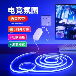 RGB电竞灯带房间氛围背景装饰卧室电脑显示器桌面led变Z色七彩灯