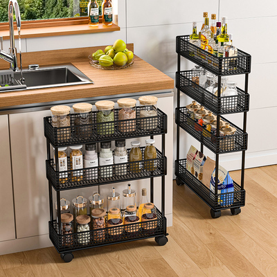 厨房门后夹e缝置物架冰箱侧边超薄极窄收纳柜家用多层移动边缝储