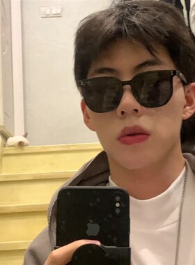 方框黑色太阳眼j镜男款复古大脸显瘦偏光墨镜眼镜开车遮阳防紫外