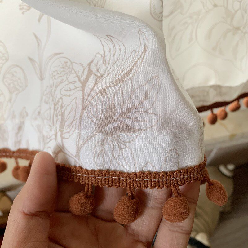 奶油风美式纱帘窗纱透光不透人短帘半帘飘窗阳台窗帘X免打孔自粘