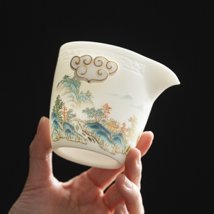 羊脂玉瓷便携泡茶 唐舍国风山水快客杯一壶二杯三A杯旅行茶具套装