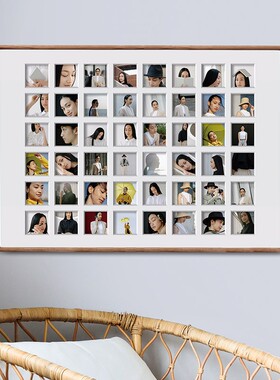 48宫格相框diy定制拼图9/48/36宫格宝K宝周岁照片挂墙礼物实木画