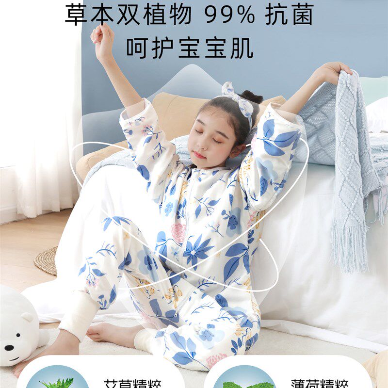 儿童睡袋中大童春l秋夏季薄款学生成人分腿纱布宝宝防踢被四季通