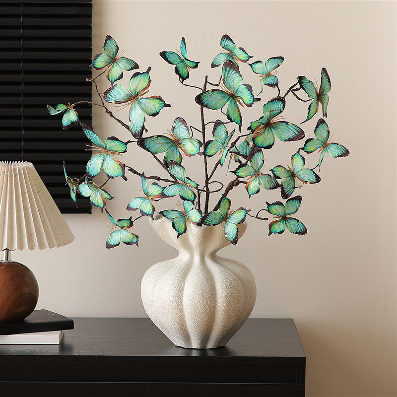 中古风蝴蝶花束假花仿真花摆设客厅餐桌电视柜两边摆花装饰品摆件