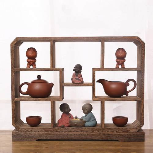 博古架小实木中式迷你桌面摆件紫砂壶展示架多宝阁茶具架子置物架
