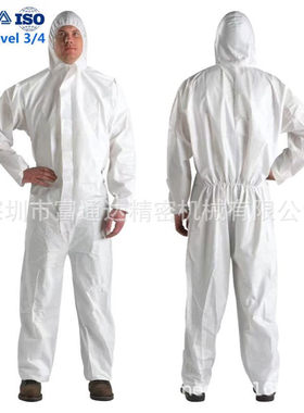 一次性Tyvek 400白色带帽防护服65g可用于机构可出口Cat iii