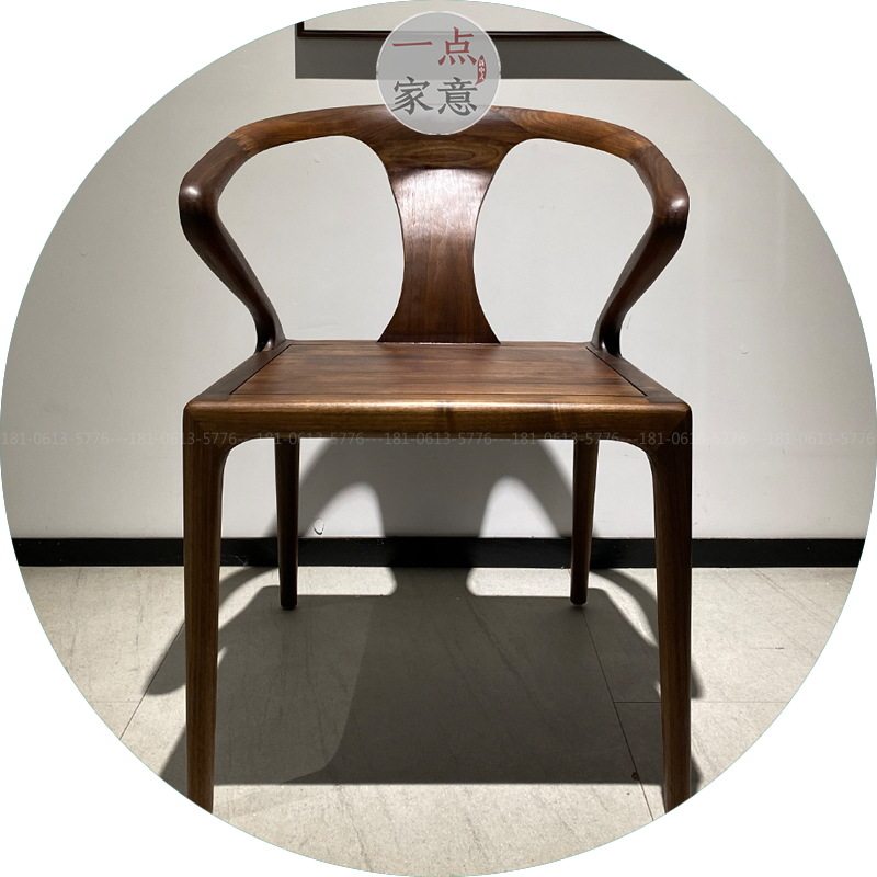 金花梨单人椅茶室会所茶椅别墅民宿酒店设计师胡桃木围椅设计师款