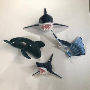 海洋风格 饰海豚剑鱼鲨鱼壁挂饰 酒吧超市游泳馆海鲜餐厅墙面装