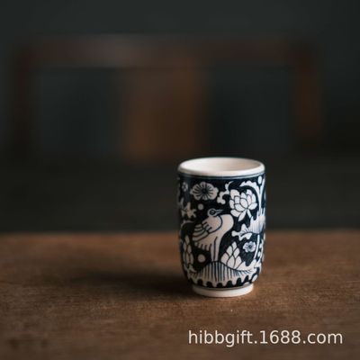 梵山堂茶杯龙年新款 苏打釉手绘青花一路连科闻香杯主人杯陶瓷杯