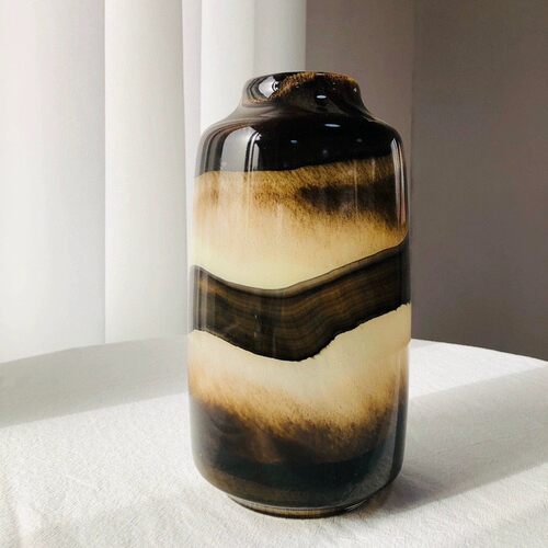 瑞典设计 新中式沙色渐变肌理氛围感手工花瓶 琉璃花器插花批发