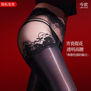 今欢性感透明网纱内裤一体式丝袜油亮丝滑连袜912开裆高腰提臀