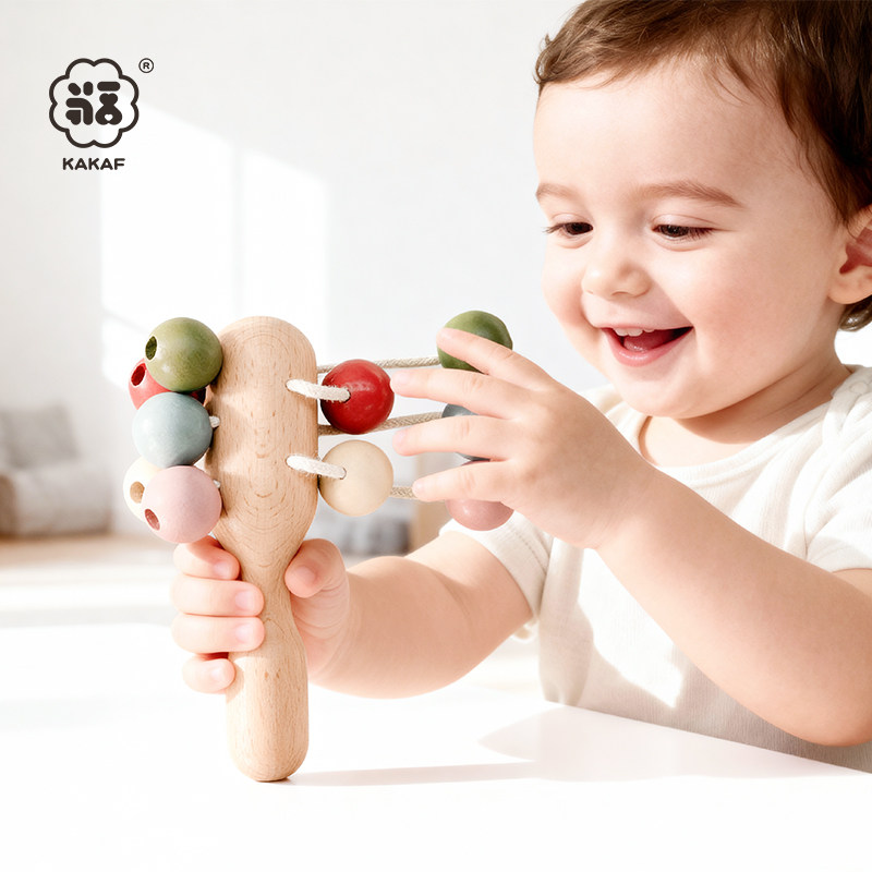 咔卡福智慧树婴儿手摇铃木质