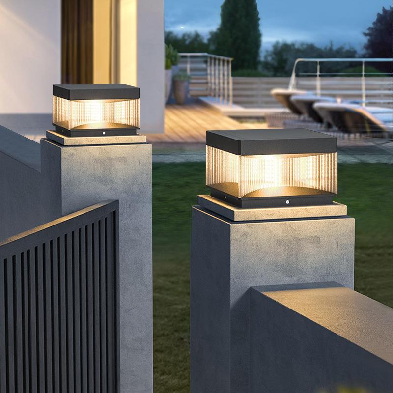 庭院柱头灯新款太阳能柱子灯门头灯入户大门别墅围墙灯户外立柱灯