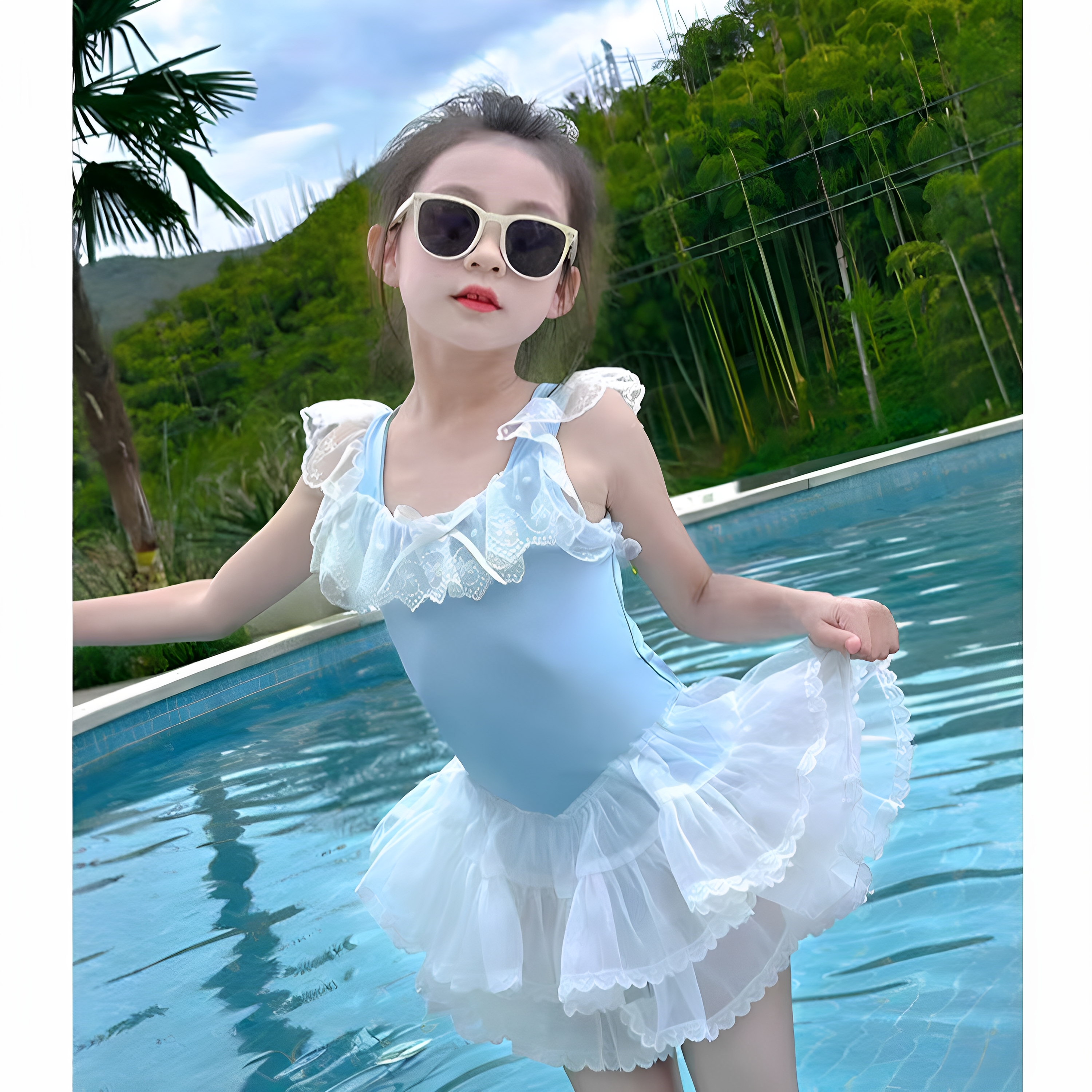 2025新款儿童泳装女童夏季女孩速干可爱海边度假泳衣裙式女款连体