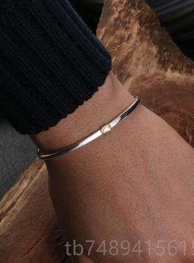 正品am Japan经典涅槃笑情脸手镯男女银925纯细款开p口侣手链手环