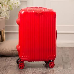 正品结婚拉李箱陪嫁箱嫁妆旅行大红色杆箱女皮箱子婚行礼箱新娘密