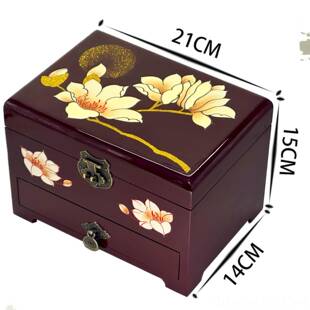 正品中式嫁订婚三金结婚妆提木质亲盒礼金饰盒平遥首盒木质礼物收