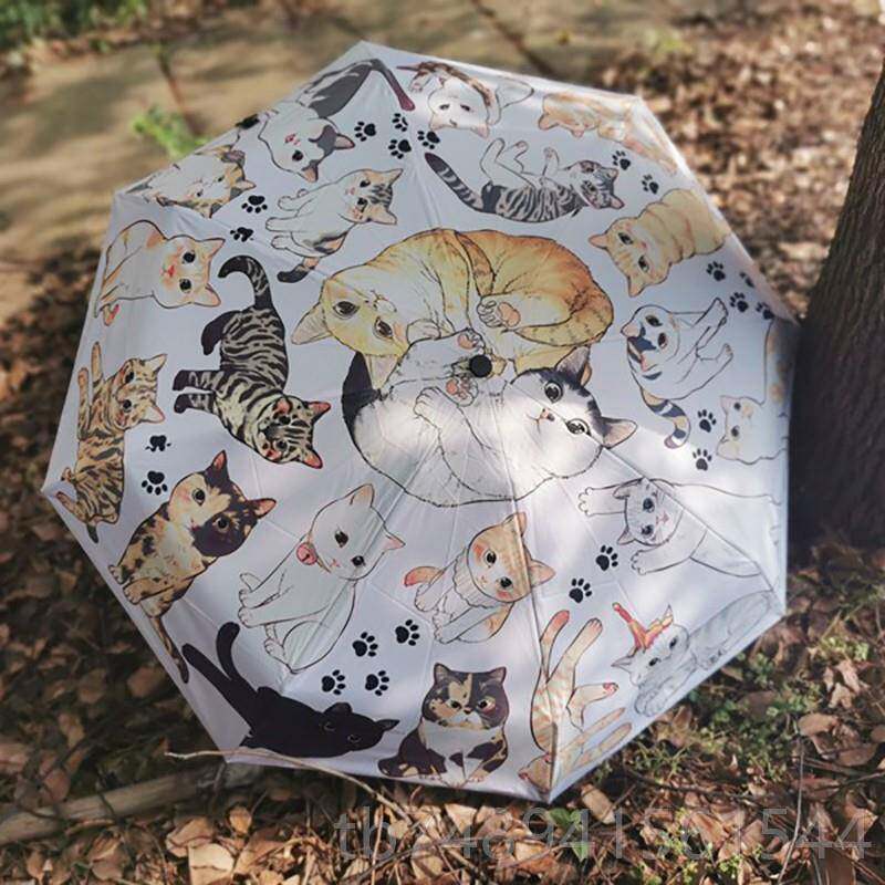正品领养之家 原晴雨防紫外可线创伞五折8骨钛银太阳伞晴猫咪爱雨